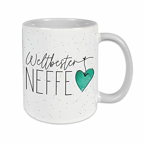 Weltbester Neffe Tasse - Geschenk mit Herz - Kaffeetasse für den Lieblingsneffen / grau von Watt n KRAM