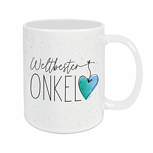 Weltbester Onkel Tasse - Geschenk mit Herz für den Lieblingsonkel / weiß von Watt n KRAM