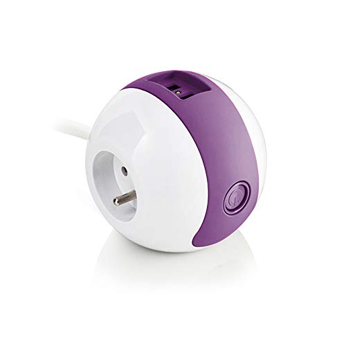 Watt&Co - Multimedia-Steckdosenleiste WATTBALL - 2P 16A + 1P 6A + USB 2,1A - Violett von Watt&Co