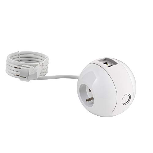 Watt & Co - WATTBALL Multimedia-Steckdosenleiste 2P 16A + 1P 6A + USB 2.1A - Weiß von Watt&Co