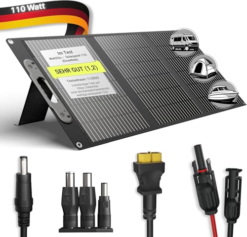 Watt2GO® 110W Solarpanel (0 % USt.) Regen- und Windfest – Jede Powerstation mit Solarpanel kompatibel – faltbares Solarpanel Garten – mobiles Solarmodul Camping Solaranlage Wohnmobil Komplettset Watt2GO® 110W Solarpanel (0 % USt.) Regen- und Windfest – Jede Powerstation mit Solarpanel kompatibel – faltbares Solarpanel Garten – mobiles Solarmodul Camping Solaranlage Wohnmobil Komplettset von Watt2Go