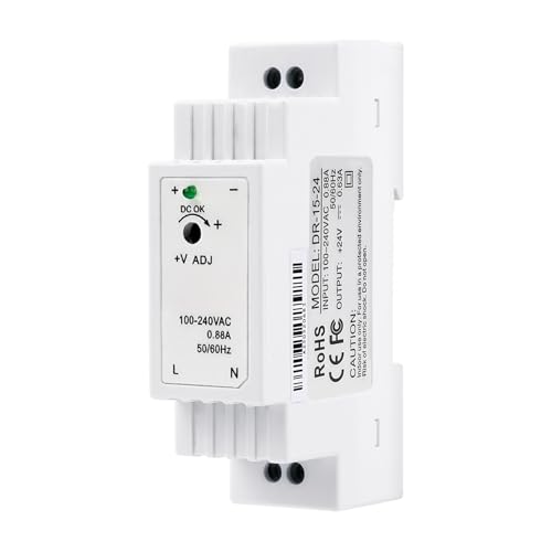 Hutschienen 24V netzteil DC 15.2W 0.63A, DIN Rail netzteil 24V Schienen Klingeltrafo DR-15-24 Einphasen-Eingang Hutschiene Industrielle Automation Schaltnetzteil. Hutschienen 24V netzteil DC 15.2W 0.63A, DIN Rail netzteil 24V Schienen Klingeltrafo DR-15-24 Einphasen-Eingang Hutschiene Industrielle Automation Schaltnetzteil. von Wattive