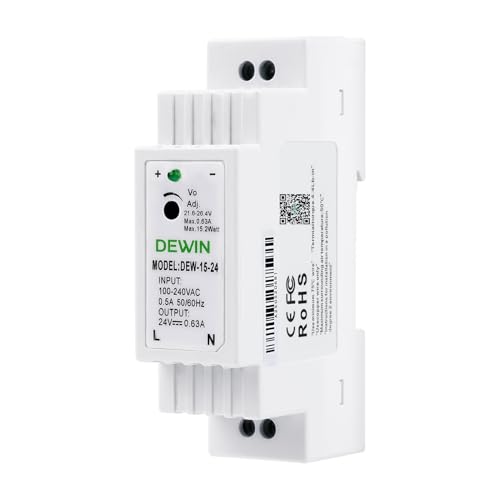 Wattive 24V Netzteil Hutschiene, Hutschienen Schaltnetzteil DIN 24V-15W-0,63A LED Transformator für Industrielle Automatisierungsgeräte von Wattive