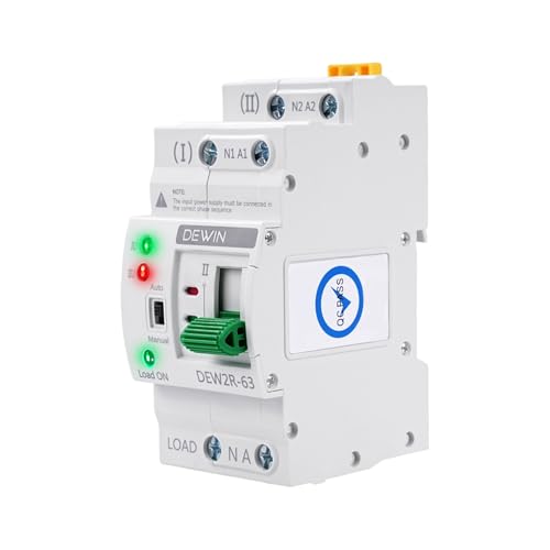 Wattive Automatischer Transferschalter, ATS 2P 63A 220V Dual Power Automatic Transfer Switch DIN-Schiene G2R Notstrom Umschalter Elektrischer Wahlschalter für Haushalts und Industrieanlagen Wattive Automatischer Transferschalter, ATS 2P 63A 220V Dual Power Automatic Transfer Switch DIN-Schiene G2R Notstrom Umschalter Elektrischer Wahlschalter für Haushalts und Industrieanlagen von Wattive