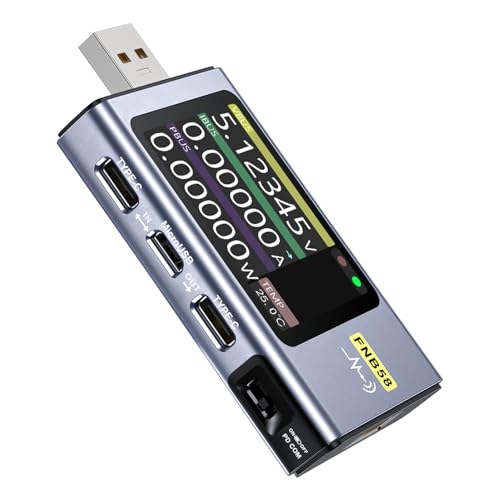 Wattive FNB58 USB Tester Messgerät, Digitales Multimeter Typ C Tester Voltmeter Amperemeter Kapazitäts- und Welligkeitsmessung mit Bluetooth Auslöser Schnellladungserkennung 4–28V Überwachungsspannung Wattive FNB58 USB Tester Messgerät, Digitales Multimeter Typ C Tester Voltmeter Amperemeter Kapazitäts- und Welligkeitsmessung mit Bluetooth Auslöser Schnellladungserkennung 4–28V Überwachungsspannung von Wattive