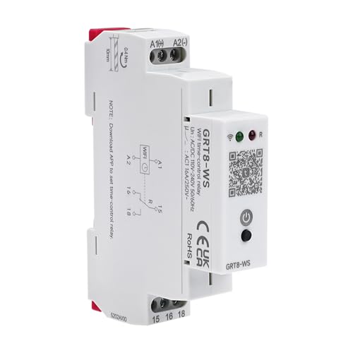 Wattive Smart Zeitschaltuhr Hutschiene Zeitrelais 16A Wlan Schalter, Wifi Schaltrelais Zeitsteuerungsschalter für Smart Home, Smart Life Zeitschaltuhr mit Tuya-App Steuerung AC/DC 110-240V von Wattive