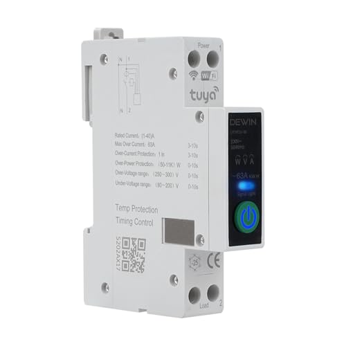 Wattive Stromzähler Hutschiene Wlan AC 90-240V 40A Tuya Smart Wechselstromzähler LCD Wifi Stromzähler Energie Monitor mit Handy-Fernbedienung, Mess- und Zeitschaltfunktionen zum Ein- und Ausschalten von Wattive
