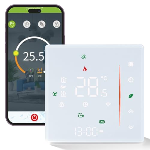 Wattive Thermostat Fussbodenheizung Smart, WiFi Raumthermostat für Wasser Fußbodenheizung Programmierbar LED Digital Heizungsthermostat Kompatibel mit Alexa, Google Home, Smart Life, 230V Weiß Wattive Thermostat Fussbodenheizung Smart, WiFi Raumthermostat für Wasser Fußbodenheizung Programmierbar LED Digital Heizungsthermostat Kompatibel mit Alexa, Google Home, Smart Life, 230V Weiß von Wattive