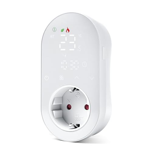 Wattive WLAN Thermostat Steckdose, 220V 16A Programmierbarer Temperaturregler mit Heizung- und Kühlmodus, LED Digitaler Steckdosenthermostat Kompatibel mit Smart Life/Alexa/Google Assistant von Wattive