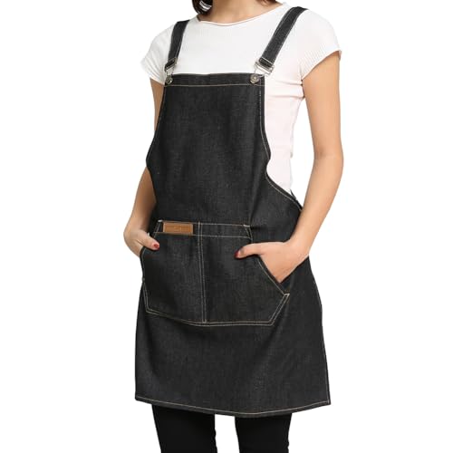 Watwass Schürze für Damen Kellner Denim Koch Schürzen mit Tasche Work College Bistro Restaurant Catering (Farbe 4) von Watwass