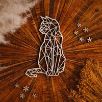 Wandbild Katze Linienart/Geometrisch Lineart Lasercut Holz Linde Kätzchen Katzenfigur Wanddekoration Boho Geschenk von Wauziliebe2022