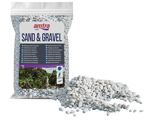 Amtra Gravel - Natürlicher Aquarienkies, dekorative Erde, grobe weiße Körnung, Größe 4-8 mm, Größe 1 kg von Amtra