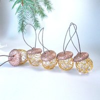10 Oder Große Eichel Ornamente Weihnachtsschmuck Weihnachtsanhänger Echte Eichelhütchen Golddekor Kupfer Roségold Baumschmuckeicheldekoration von WaveLane