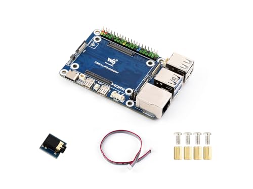 CM5 zu Pi 5 Adapter Platine für Compute Module 5, Alternative Lösung für Raspberry Pi 5, Integrierte ETH, USB, MIPI, HDMI, Audio-Header Anschlüsse usw. Unterstützt Anschluss an Mikrofon von Waveshare
