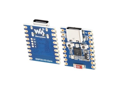 ESP32-H2-Zero Mini Entwicklungsboard, Verwendet ESP32-H2FH4S Modul mit 96MHz Prozessor, Integriert IEEE 802.15.4 (Zigbee 3.0 und Thread) und BLE 5, 4MB Flash, Unterstützt ESP-IDF, Arduino IDE von Waveshare