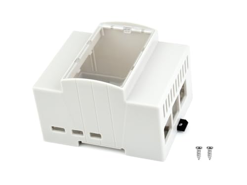 Gehäuse für Raspberry Pi 5, DIN Schiene ABS Gehäuse Kompatibel mit Raspberry Pi Hats PoE HAT (F), RS485 CAN HAT etc. Klares Oberes Fenster, Großer Innenraum, Injection Moduling von Waveshare