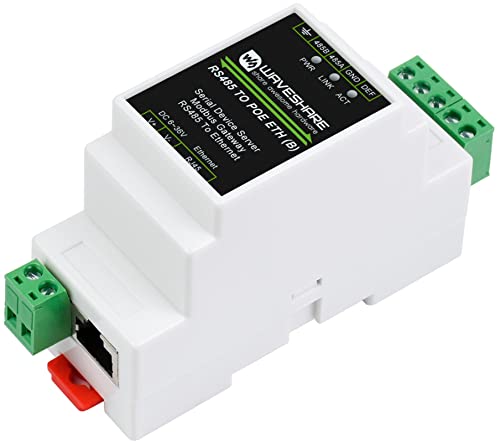 Industrial Serial Server RS485 to RJ45 Ethernet Module with POE Function, TCP/IP to Serial, Bidirektional Transparent Data Transmission between RS485 and Ethernet, Support Rail-mount, Modbus Gateway von Waveshare