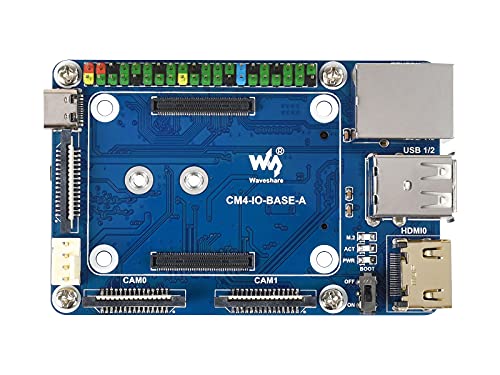 Mini Basisplatine für Raspberry Pi Compute Module 4 Lite/EMMC Series Module, mit Standard CM4 Sockel und Farbcodiertem Raspberry Pi 40PIN GPIO-Header, Onboard Mehrere Anschlüsse von Waveshare