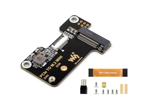 PCIe zu M.2 Adapter NVMe HAT für Raspberry Pi 5, Unterstützt NVMe Protokoll M.2 Solid State Drive 2230/2242, Unterstützt Gen2 und Gen3 Modi, Unterstützt Booten des PI5 von SSD PCIe zu M.2 Adapter NVMe HAT für Raspberry Pi 5, Unterstützt NVMe Protokoll M.2 Solid State Drive 2230/2242, Unterstützt Gen2 und Gen3 Modi, Unterstützt Booten des PI5 von SSD von Waveshare