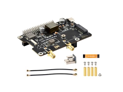 PCIe zu M.2 E Key Adapter mit PoE HAT für Raspberry Pi 5, Kompatibel mit 2230 Größe NGFF (M.2 E Key) Wireless NIC, Unterstützt Power Over Ethernet, IEEE 802.3af/at PoE Netzwerk Standard von Waveshare