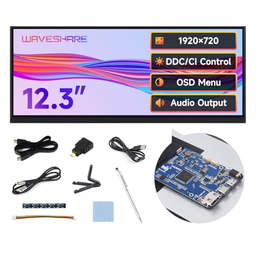 Waveshare 12.3inch 1920x720 Capacitive Touch Control Panel for Raspberry Pi 5/Jetson Series, Type-C Interface von Waveshare