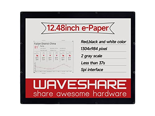 Waveshare 12.48inch E-Ink Display Module 1304×984 Resolution with Embedded Controller Communicating via SPI Interface Supports Red Black and White Three-Color E-Paper Display von Waveshare