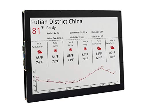Waveshare 12.48inch E-Ink Display Module 1304×984 Resolution with Embedded Controller SPI Interface Red/Black/White Three-Color E-Paper Display Screen von Waveshare