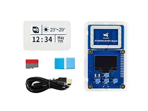 Waveshare 2.13inch Passive NFC-Powered e-Paper Evaluation Kit Wireless Powering and Data Transfer Comes with ST25R3911B NFC Board TF Card 16GB Card Reader von Waveshare