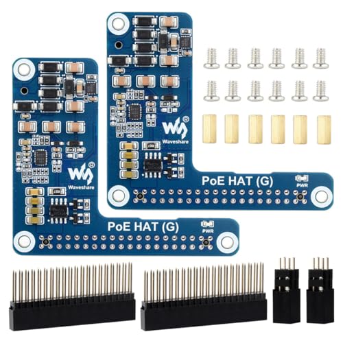 Waveshare 2PCS PoE HAT (G), Compatible with Raspberry Pi 5, 5V 5A Output, Stable Performance, Supports 802.3af/at Network Standard, Power Over Ethernet HAT (G), Suitable for RPi 5 Official Case von Waveshare