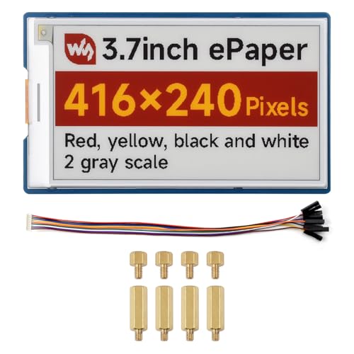 Waveshare 3.7inch E-Paper Display, E-Ink Display with Driver Board, 416 × 240 Pixels, Red/Yellow/Black/White, SPI Interface, Standard Raspberry Pi 40PIN GPIO Header von Waveshare