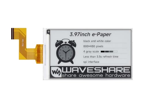 Waveshare 3.97inch E-Paper Display(Raw Display, Without Driver Board), 800x480 Pixels E-Ink Display, Black/White, 4 Grey Scales, SPI Interface, Standard Raspberry Pi 40PIN GPIO Header von Waveshare