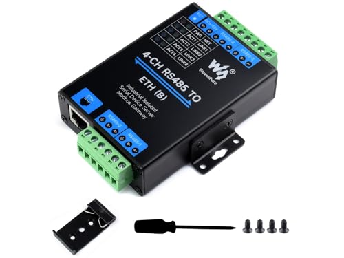 Waveshare 4-CH RS485 to RJ45 Ethernet Converter Module, Industrial Rail-Mount RS485 Serial Server, Modbus/MQTT/JSON Support,300~115200 BPS Baudrate,10 / 100M Auto-Negotiation RJ45 Connector Waveshare 4-CH RS485 to RJ45 Ethernet Converter Module, Industrial Rail-Mount RS485 Serial Server, Modbus/MQTT/JSON Support,300~115200 BPS Baudrate,10 / 100M Auto-Negotiation RJ45 Connector von Waveshare
