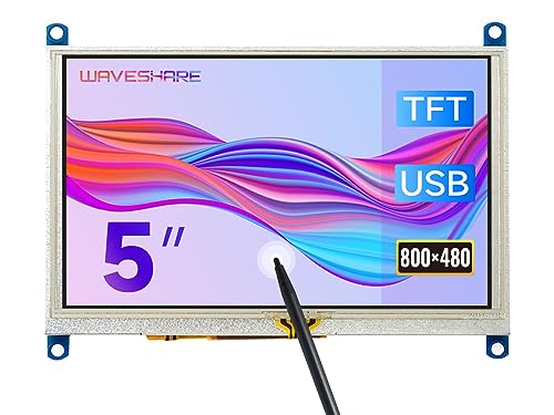 Waveshare 5 Zoll Display für Raspberry Pi 4 Resistive Touchscreen HDMI LCD (G) 800 x 480 Auflösung unterstützt alle Raspberry Pi/Windows 10/8.1/8/7 PC Computer Monitor/Multi Mini-PCs/Game Konsole von Waveshare