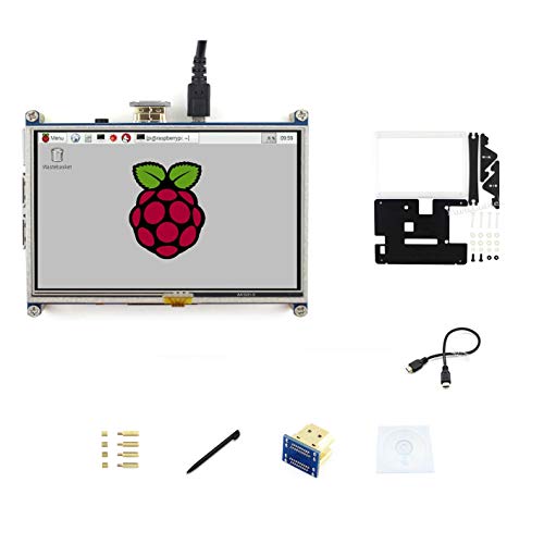 Waveshare 5inch HDMI LCD Resistive Touch Screen Display 800x480 High Resolution Monitor HDMI Interface Supports Raspberry Pi with Bicolor Holder Case Lower Power Consumption von Waveshare