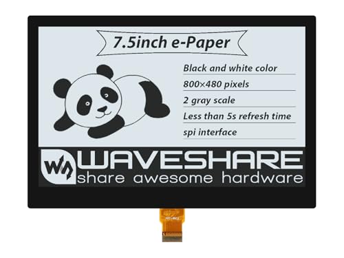 Waveshare 7.5inch E-Paper E-Ink Fully Laminated Display 800×480 Pixels Black/White Dual-Color SPI Interface Without PCB Wide Viewing Angle Paper-Like Displaying von Waveshare