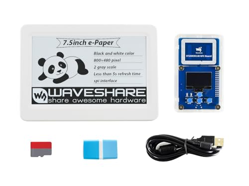 Waveshare 7.5inch Passive NFC-Powered e-Paper Evaluation Kit with NFC Reader TF Card and ST25R3911B NFC Board Wireless Powering Data Transfer von Waveshare