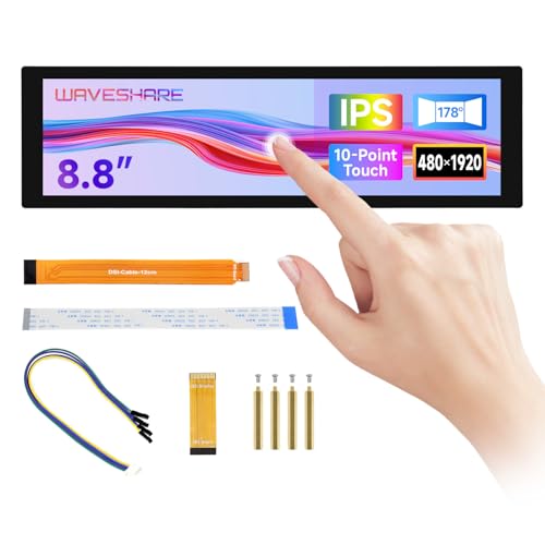 Waveshare 8.8inch DSI LCD Capacitive Touch Display, Compatible with Raspberry Pi 5/4B/3B/CM3/3+/4, 480 × 1920 IPS, Optical Bonding Toughened Glass Panel, DSI Interface, 10-Point Touch Screen von Waveshare