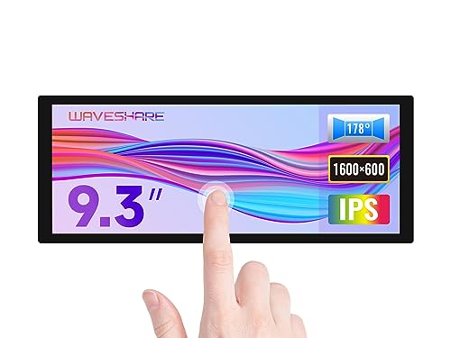 Waveshare 9.3inch Capacitive Touch Display, Compatible with Raspberry Pi 5/PC, High Brightness, Adjustable Brightness,1600×600 Optical Bonding Toughened Glass Panel HDMI Interface IPS Long bar Screen von Waveshare