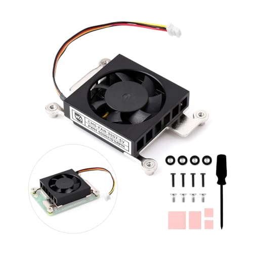 Waveshare CM5 Fan 5V 30007 Low Noise Cooling Fan Compatible with Raspberry Pi Compute Module 5 Series Board Cooler Radiators Low Noise, with Thermal Tapes, 5V Power Supply von Waveshare
