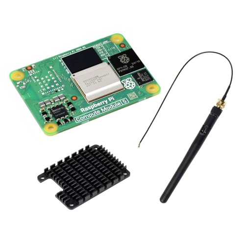 Waveshare CM5 Pi Compute Module 5，Comes with an Official Raspberry Pi CM5004000 (Without Wireless, 4GB RAM, 0GB (Lite) eMMC Flash), an Antenna Kit and a HEATSINK von Waveshare