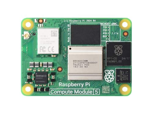 Waveshare CM5 Pi Compute Module 5，Comes with an Official Raspberry Pi CM5108000 (with Wireless, 8GB RAM, 0GB eMMC Flash), an Antenna Kit and a HEATSINK von Waveshare