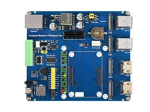 Waveshare Compute Module 4 IO Board with PoE Feature (Type B), Compatible with Raspberry Pi CM4 Compute Module 4 von Waveshare