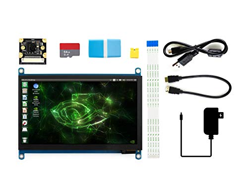 Waveshare Jetson Nano Development Pack (Type C) Bundle with 7inch IPS Capacitive Touch Display IMX219-77 Camera 64GB TF Card and Accessories (9 Items) von Waveshare