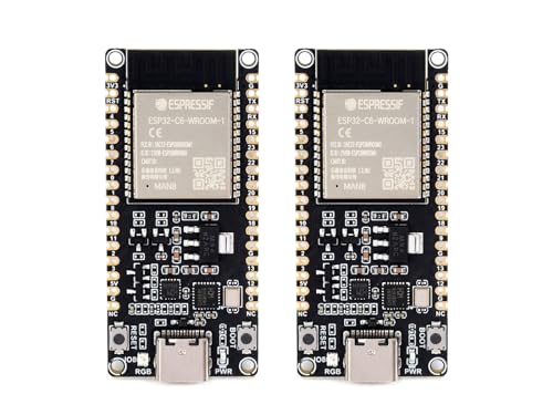 Waveshare ESP32-C6 Microcontroller(2PCS), WiFi 6 Development Board, 160MHz Single-Core Processor, ESP32-C6-WROOM-1-N8 Module, Supports USB and UART Development von Waveshare