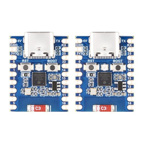 Waveshare ESP32-H2 Mini Development Board(2pcs), Onboard ESP32-H2FH4S with 96MHz Processor, Built-In 4MB Flash, Supports BLE/Zigbee/Thread Wireless Communication, Without Pre-soldered Header von Waveshare