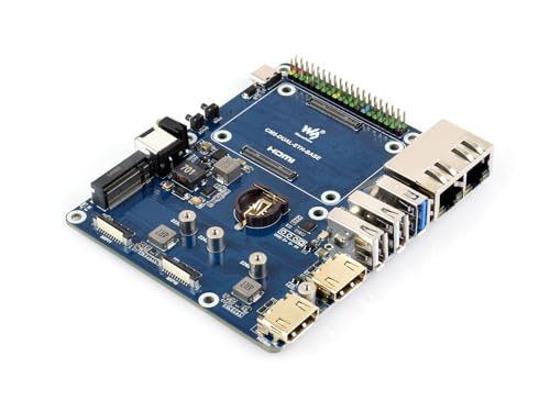 Waveshare Gigabit / 2.5G Dual Ethernet Base Board for Raspberry Pi CM5. Dual RJ45 Ethernet Ports, Supports Dual 4K Display Outputs and Dual MIPI Interfaces, Onboard 40Pin GPIO Header von Waveshare