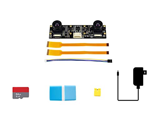 Waveshare Jetson Nano Development Pack (Type D) Designed for Evaluating Depth Vision/Stereo Vision Bundle with IMX219-83 Stereo Camera 64GB TF Card Accessories(5 Items) von Waveshare