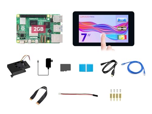 Waveshare PI5-2GB Display Kit B, Compatible with Raspberry Pi 5, Bundle with Raspberry Pi 5 2GB, 7inch LCD, Cooler, 64GB TF Card, Cable and so on (11 Items) von Waveshare