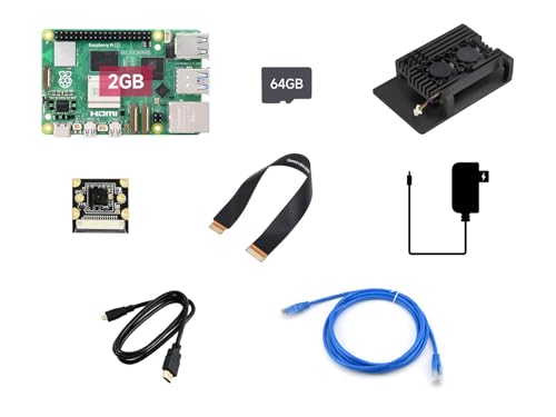 Waveshare PI5-2GB Dual-Camera Kit B, Compatible with Raspberry Pi 5, Bundle with Raspberry Pi 5 2GB, 2pcs PI5-IMX219-120 Camera,TF Card 64GB, Power Supply and so on (8 Items) von Waveshare