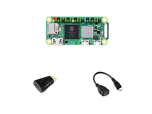 Waveshare Package A - Raspberry Pi Zero 2 W Kompatibel, Bundle mit Mini HDMI auf HDMI Adapter, 2x20 Pinheader und Micro USB OTG Kabel (4 Teile) mit Vorab-Gelöteter Farbcodierter Pinheader von Waveshare